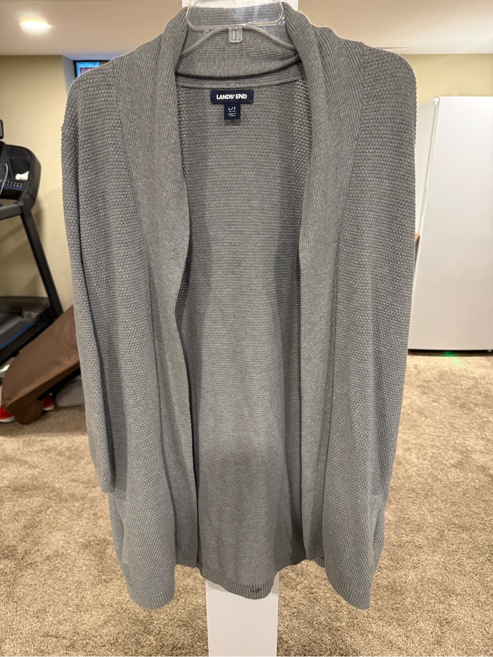 NWOT - Lands' End Women's LARGE TALL Gray Open-Front Knit Cardigan